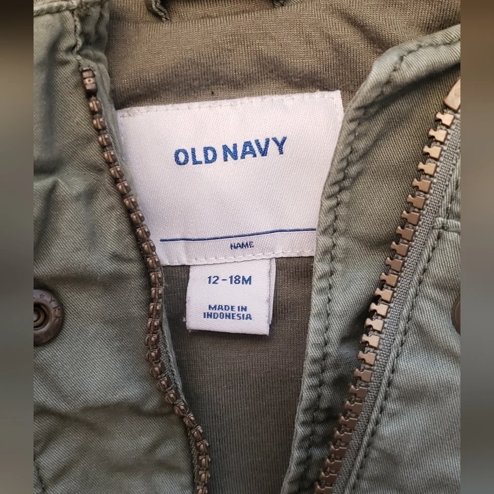 Old Navy Kids/Infant Size 12-18 Months Hooded Khaki Jacket in Green